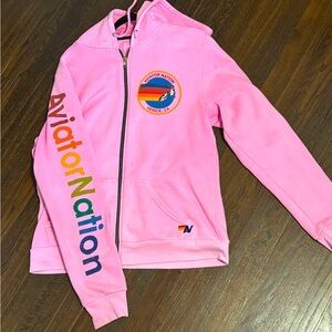 Aviator Nation Pink zip up sweatshirt